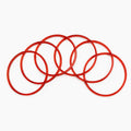 Red Translucent Jelly Bangles Set Of Seven On A White Background