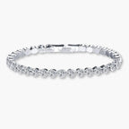 Silver-Tone Round Crystal Tennis Bracelet For Girls And Women – Front View