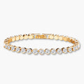 Gold-Tone Round Crystal Tennis Bracelet For Girls And Women – Front View