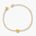 Gold-Tone Minimal Heart Charm Bracelet For Girls And Women 