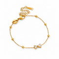 Gold-Tone Crystal Bow Chain Bracelet For Girls And Women – Front View