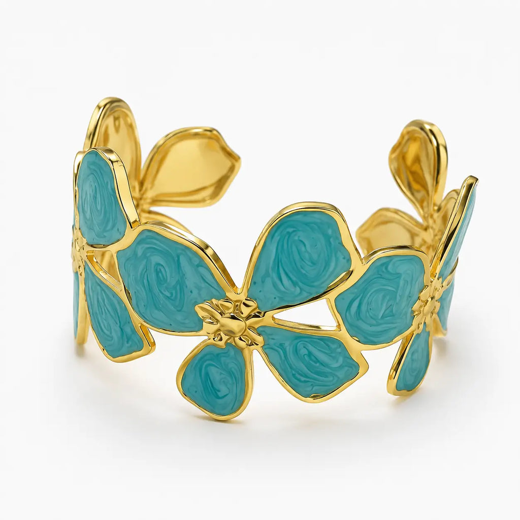 Turquoise Floral Cuff Bracelet-04-159