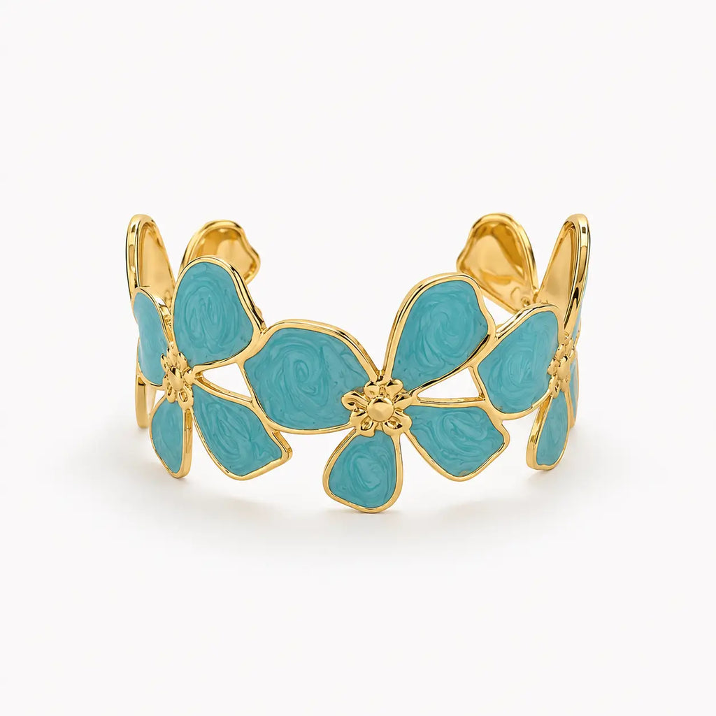 Turquoise Floral Cuff Bracelet-04-159