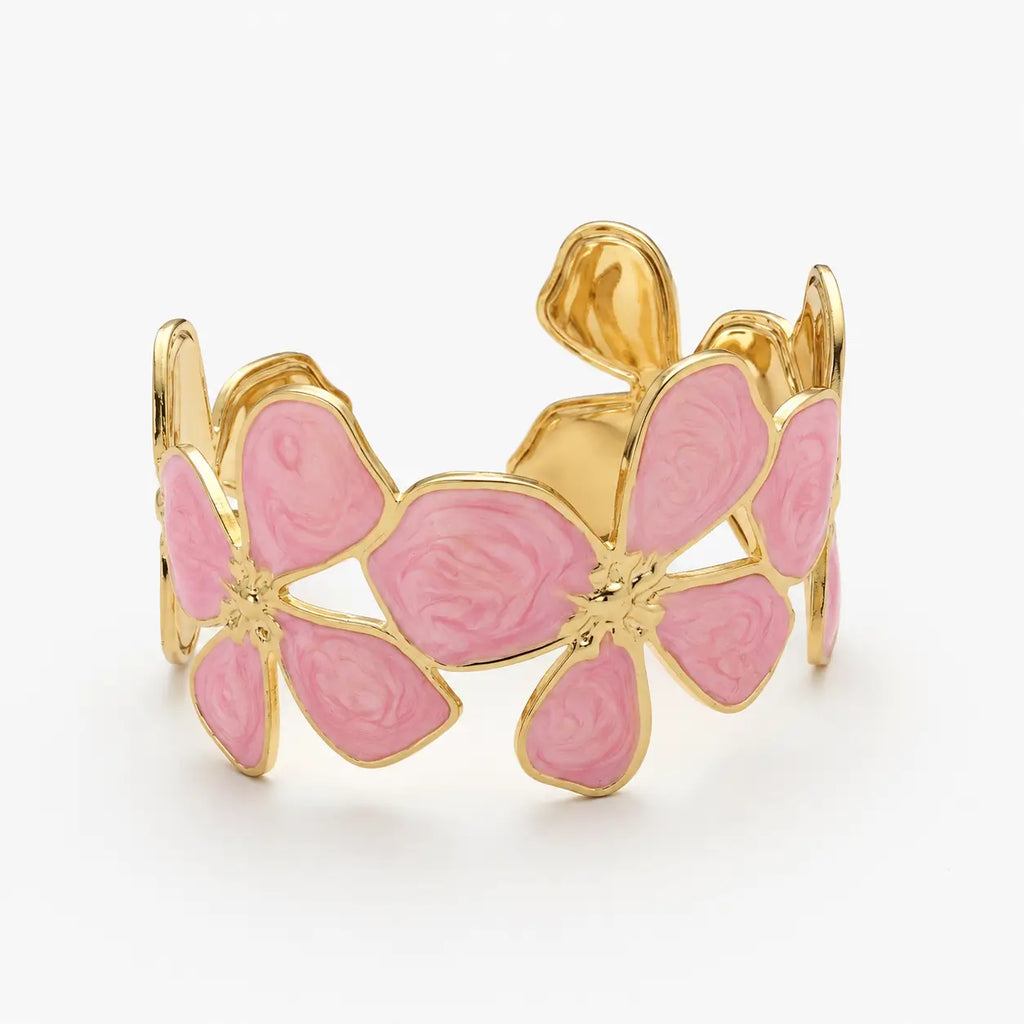 Pink Floral Cuff Bracelet-04-160