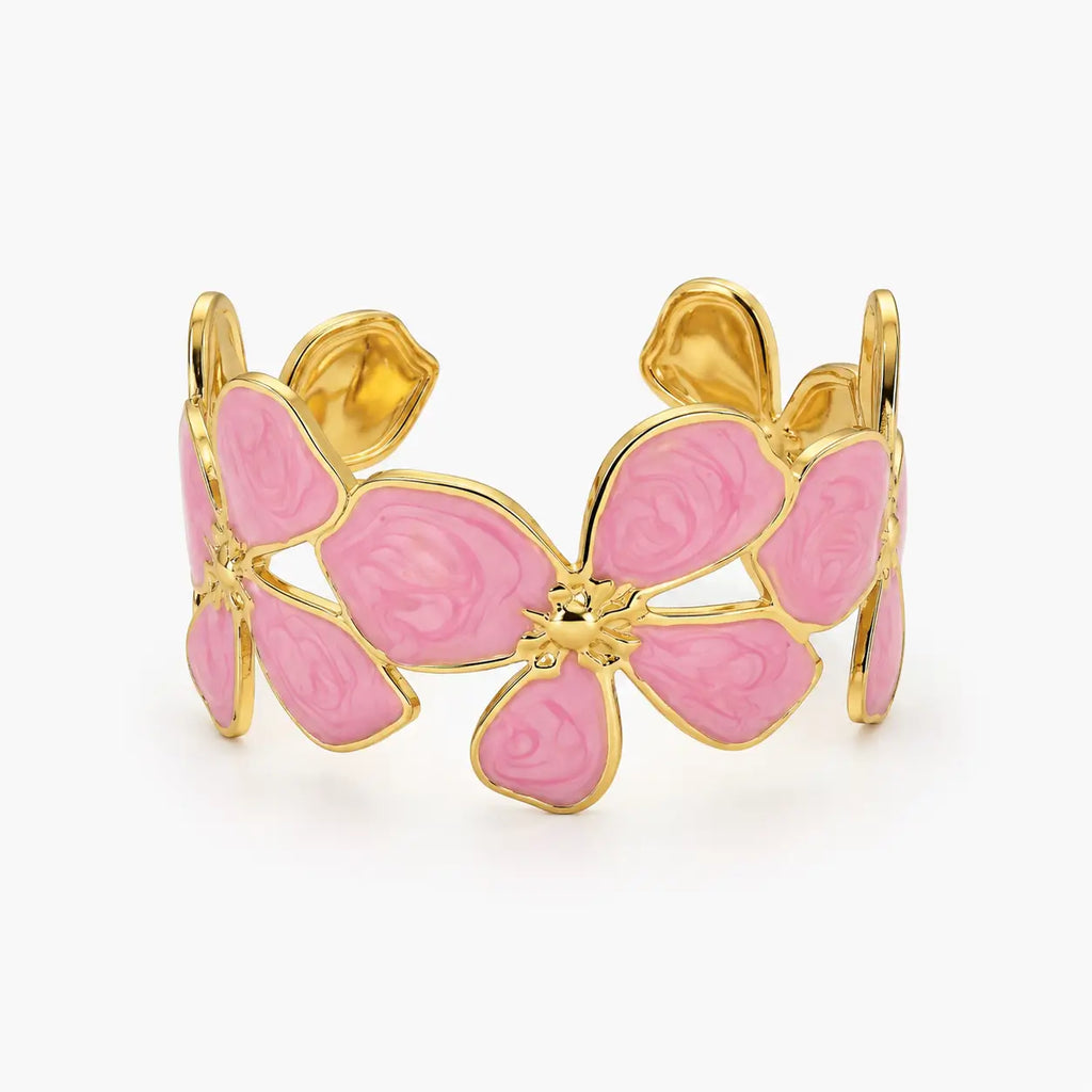 Pink Floral Cuff Bracelet-04-160