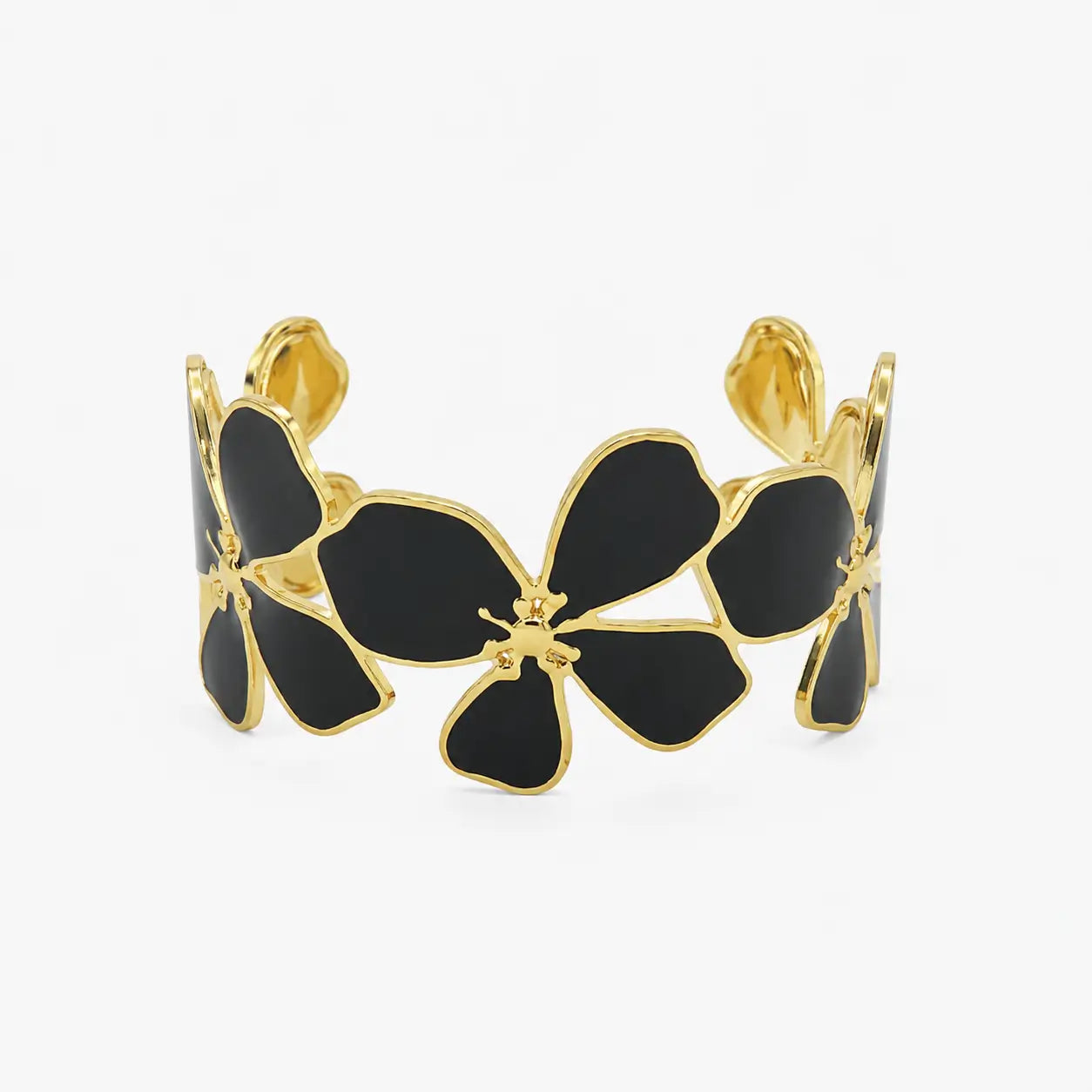 Black Floral Cuff Bracelet-04-161