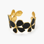 Black Floral Cuff Bracelet-04-161