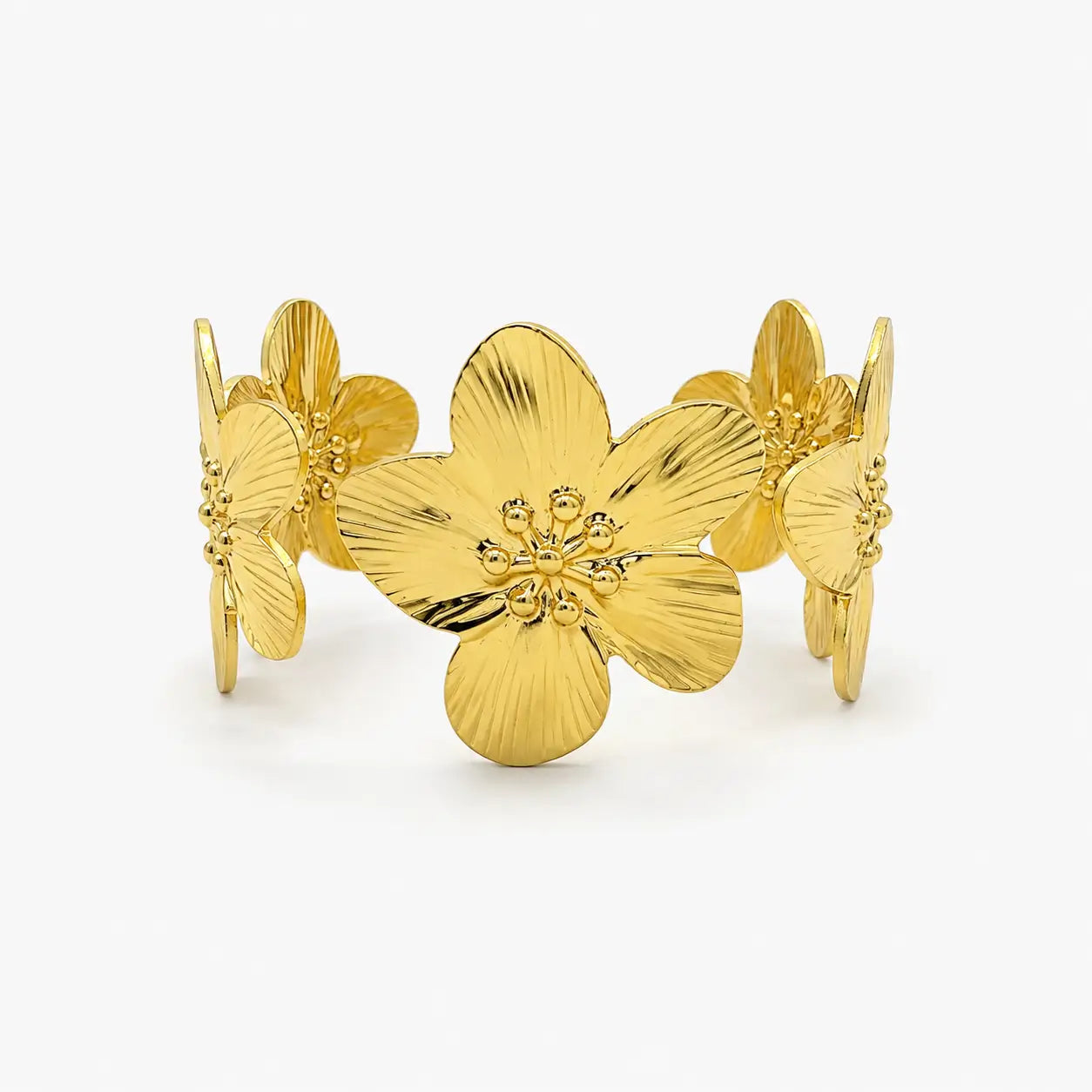 Gold-Tone Floral Cuff Bracelet-04-162