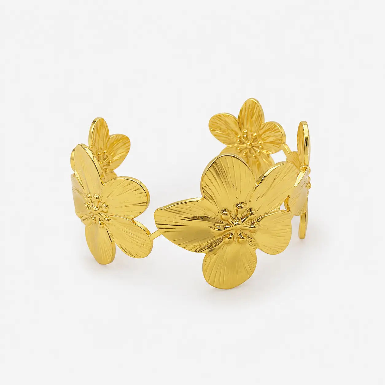Gold-Tone Floral Cuff Bracelet-04-162