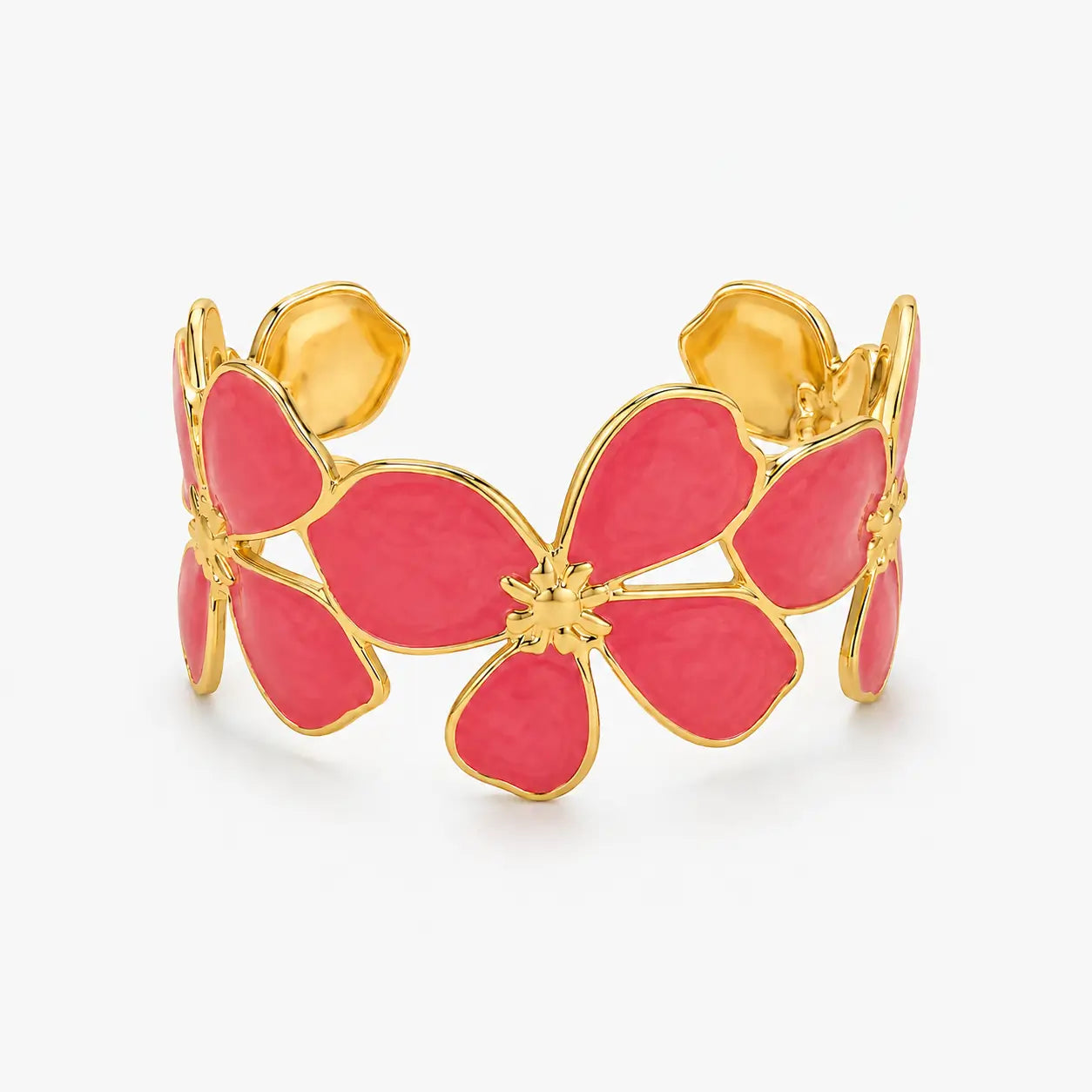 Pink Floral Cuff Bracelet-04-163