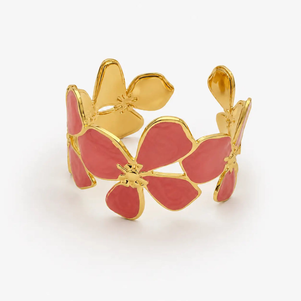Pink Floral Cuff Bracelet-04-163