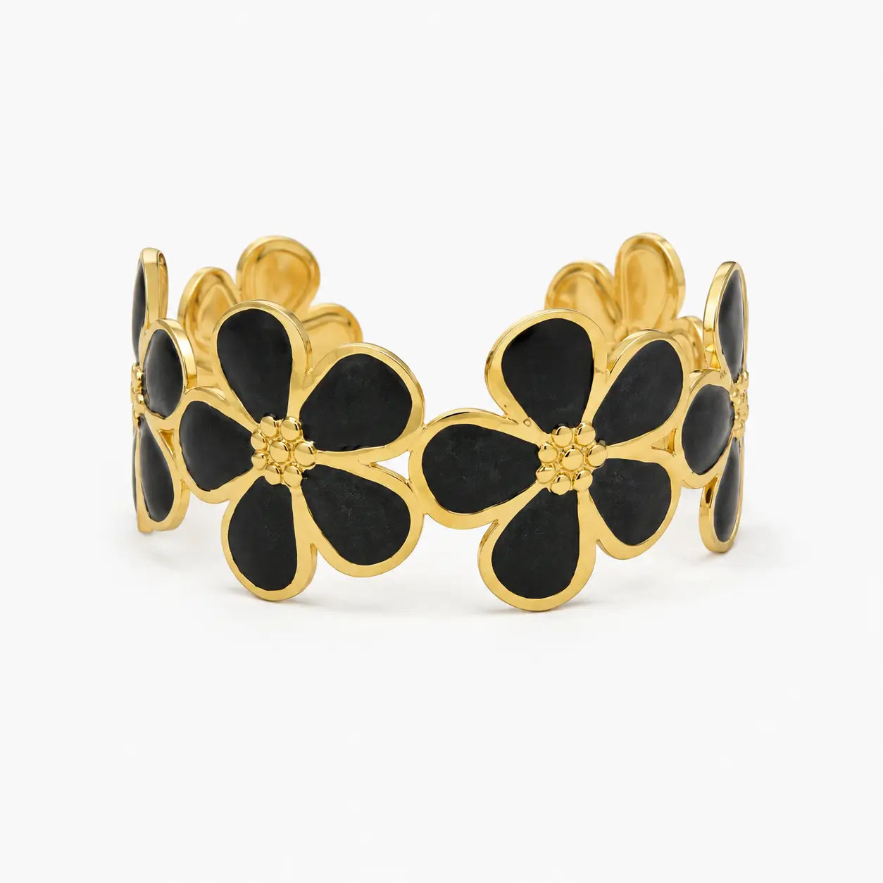 Black Floral Cuff Bracelet-04-164