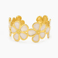 White Enamel Floral Cuff Bracelet-04-165