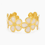 White Enamel Floral Cuff Bracelet-04-165