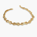 Gold-Tone Geometric Crystal Link Bracelet For Girls And Women – Front View