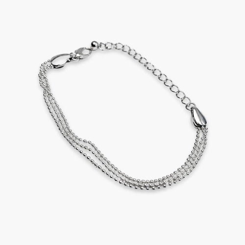 Silver-Tone Triple-Strand Chain Bracelet For Girls And Women – Front View
