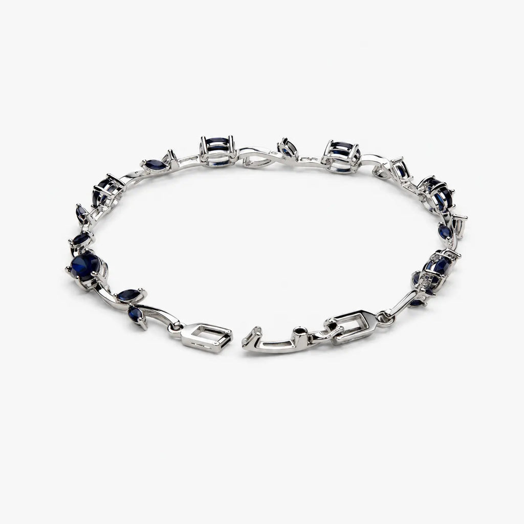 Silver-Tone Dark Blue Tulip Bracelet – Clasp And Vine Detail