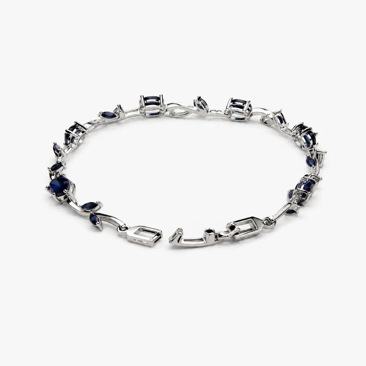 Silver-Tone Dark Blue Tulip Bracelet – Clasp And Vine Detail