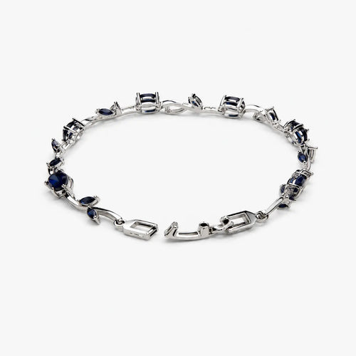 Silver-Tone Dark Blue Tulip Bracelet – Clasp And Vine Detail
