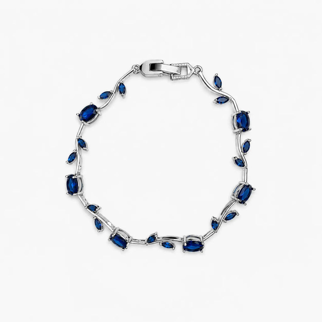 Silver-Tone Dark Blue Tulip Bracelet For Girls And Women – Front View
