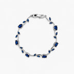 Silver-Tone Dark Blue Tulip Bracelet For Girls And Women – Front View