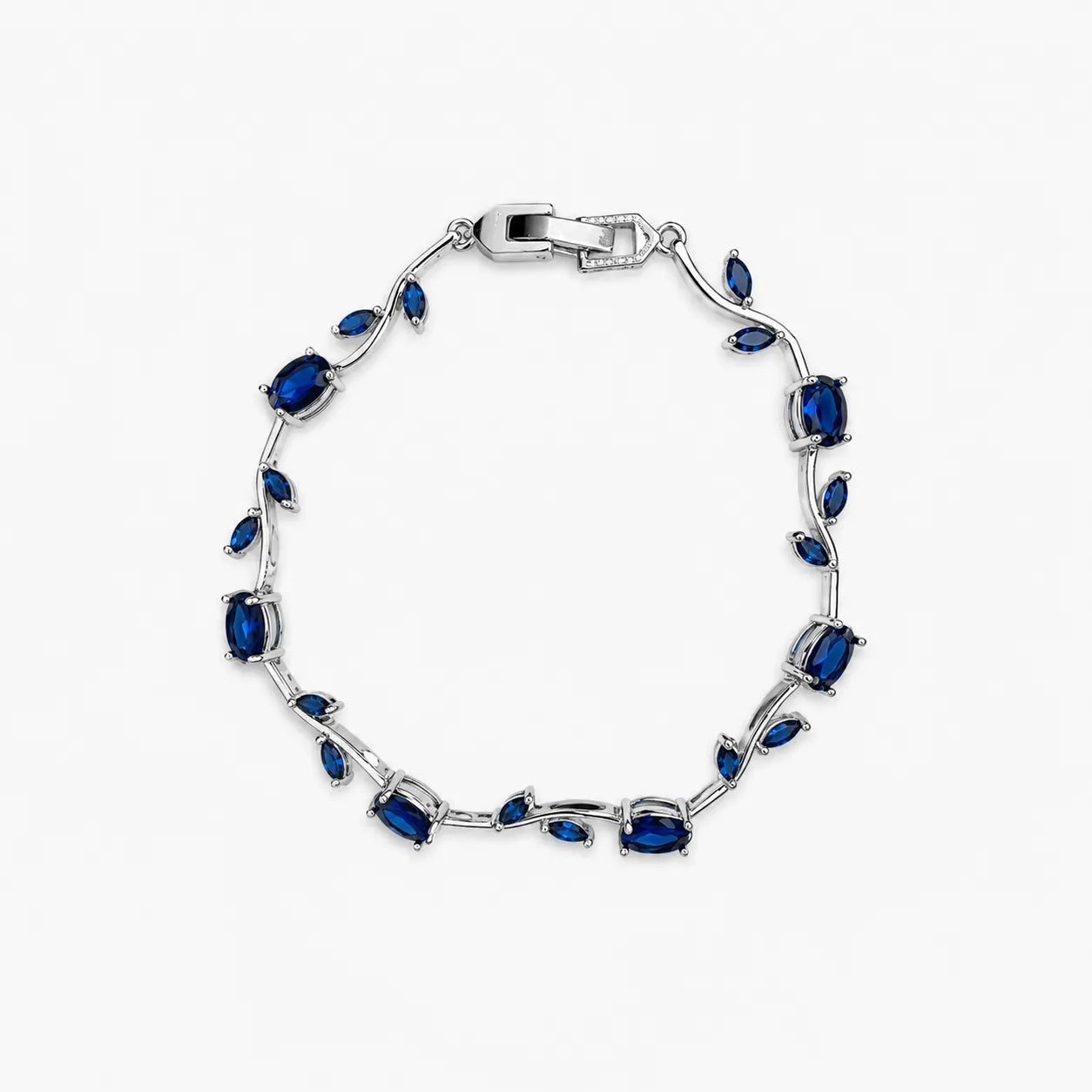 Silver-Tone Dark Blue Tulip Bracelet For Girls And Women – Front View