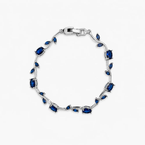Silver-Tone Dark Blue Tulip Bracelet For Girls And Women – Front View