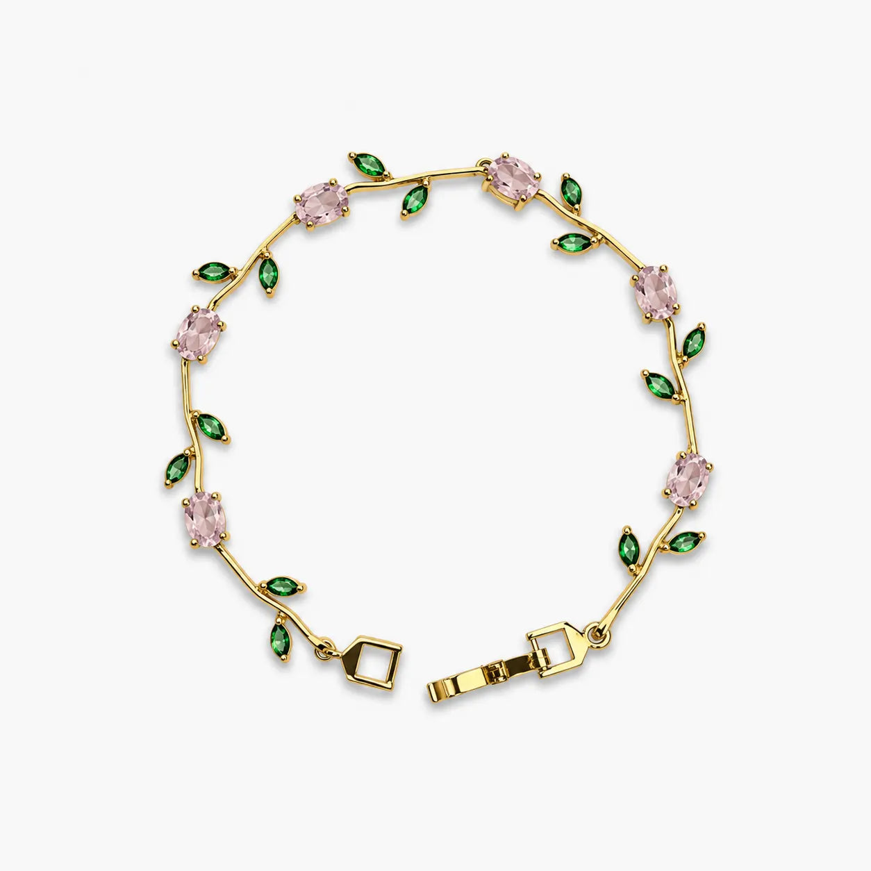 Soft Light Pink Leaf-Detail Tulip Bracelet For Girls And Women – Front View