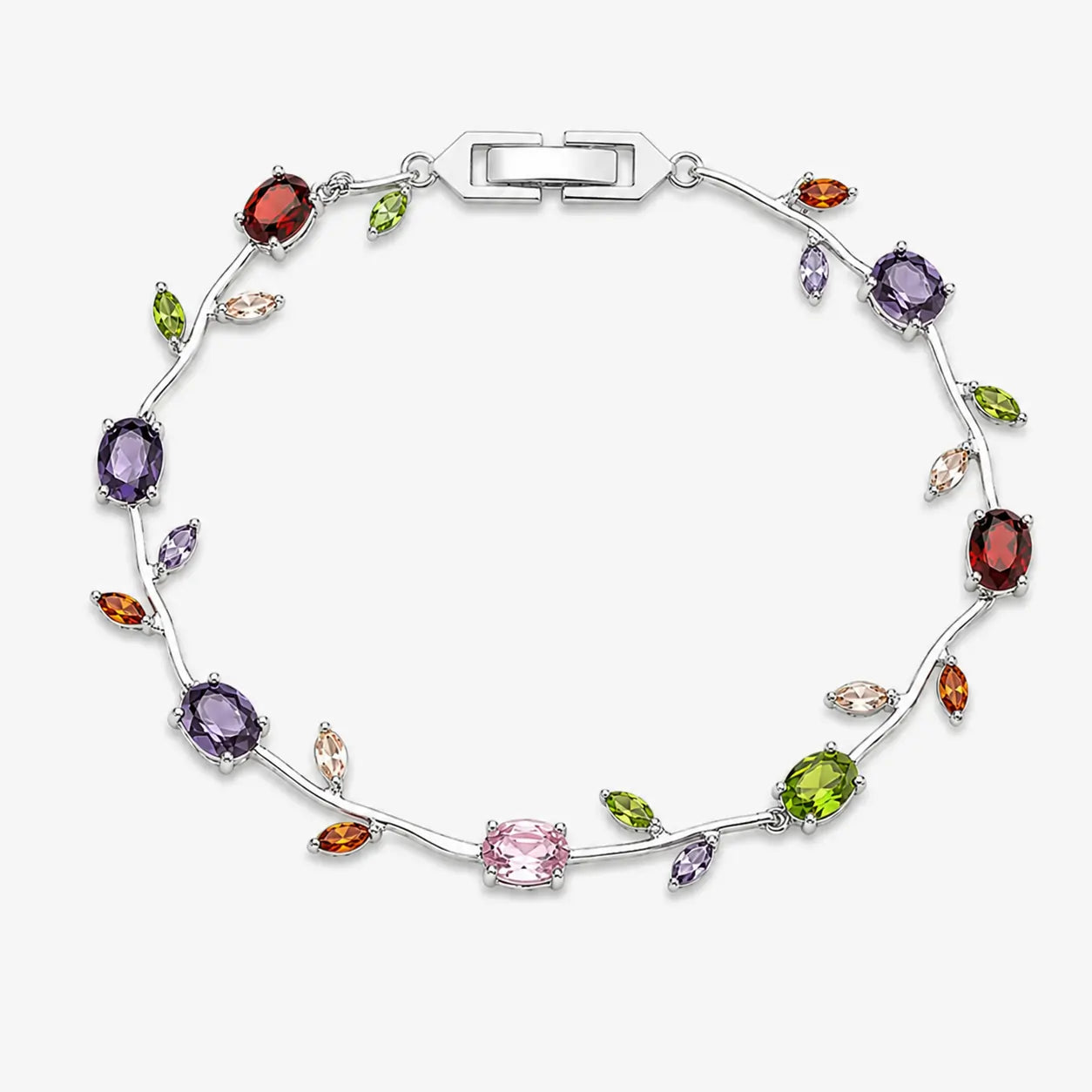 Multi Color Tulip Bracelet in Silver Tone for Party Wear