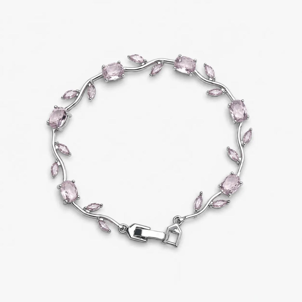 Soft Light Pink Crystal Tulip Bracelet For Girls And Women – Front View