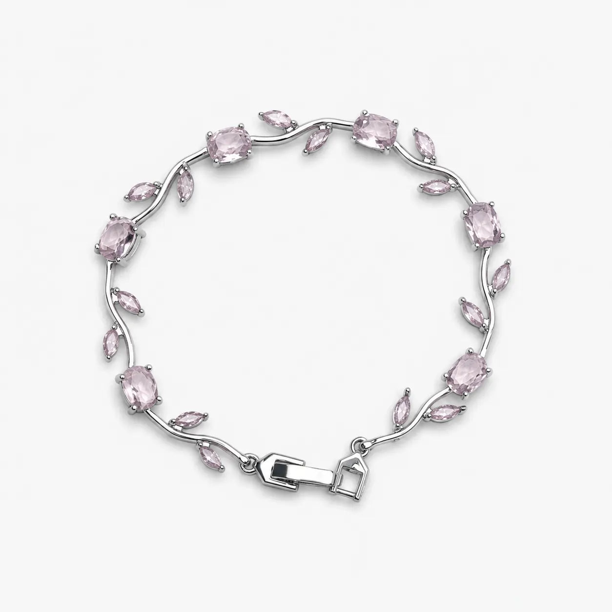 Soft Light Pink Crystal Tulip Bracelet For Girls And Women – Front View