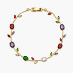 Gold-Tone Multicolor Tulip Bracelet For Girls And Women – Front View