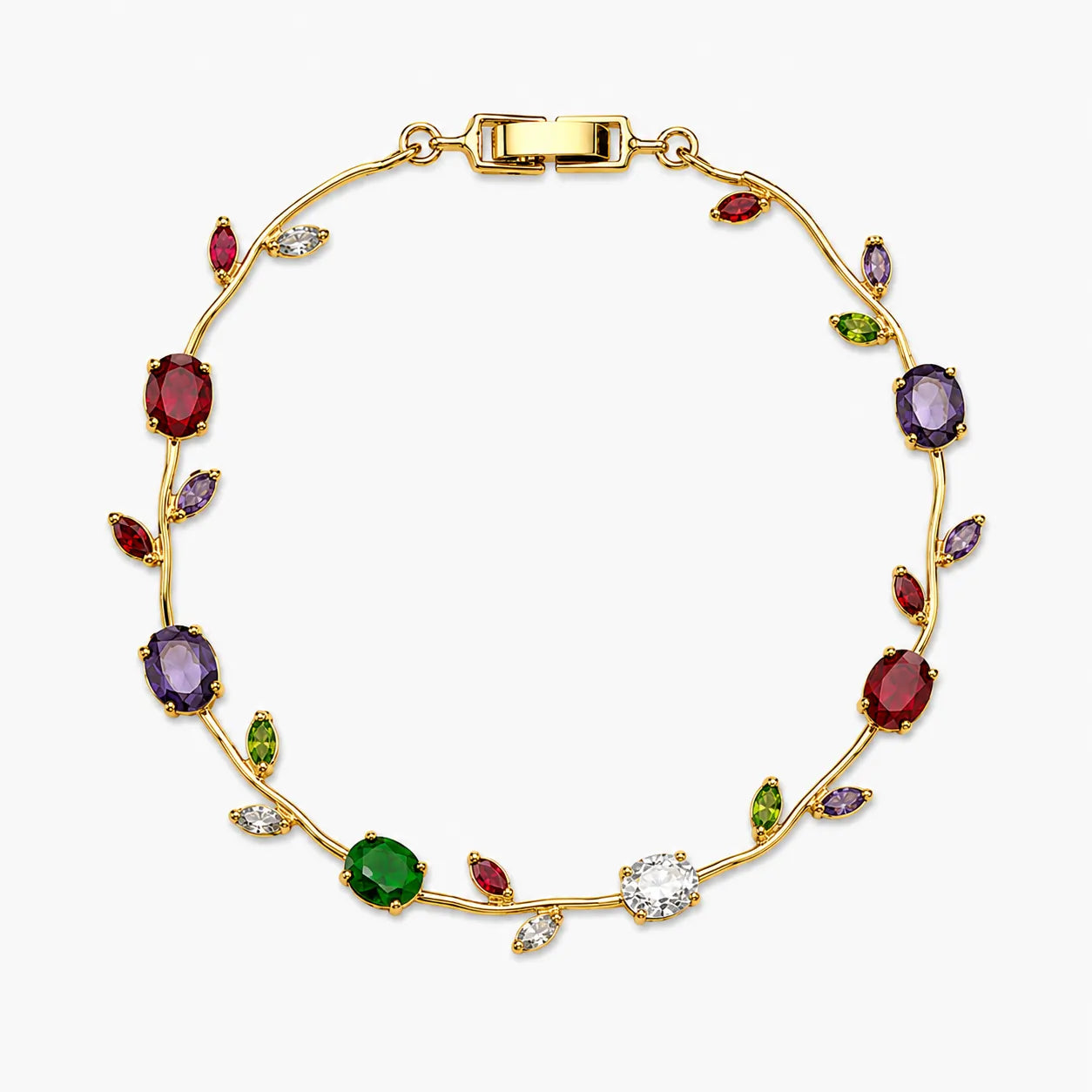 Gold-Tone Multicolor Tulip Bracelet For Girls And Women – Front View