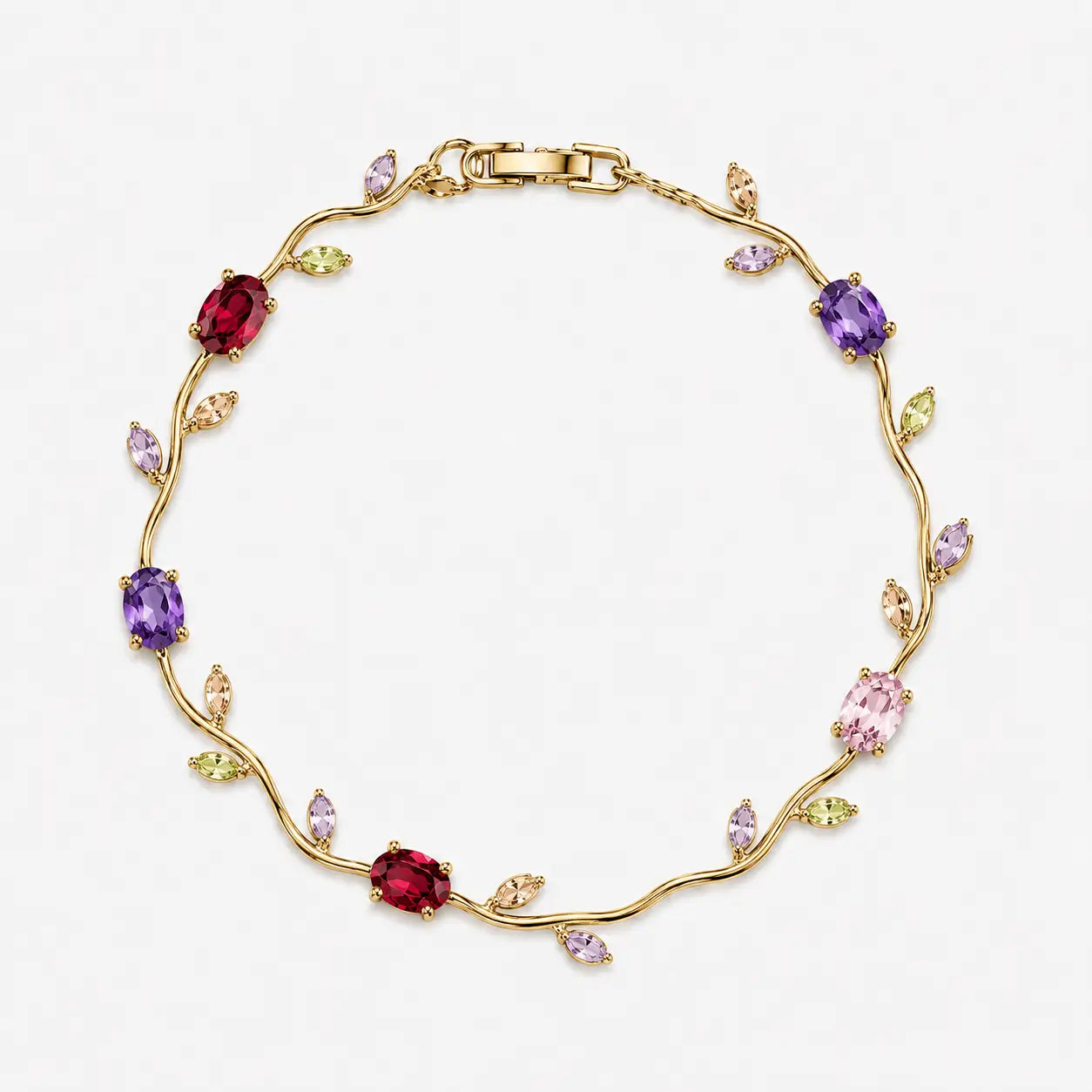 Gold-Tone Multicolor Tulip Bracelet-04-154