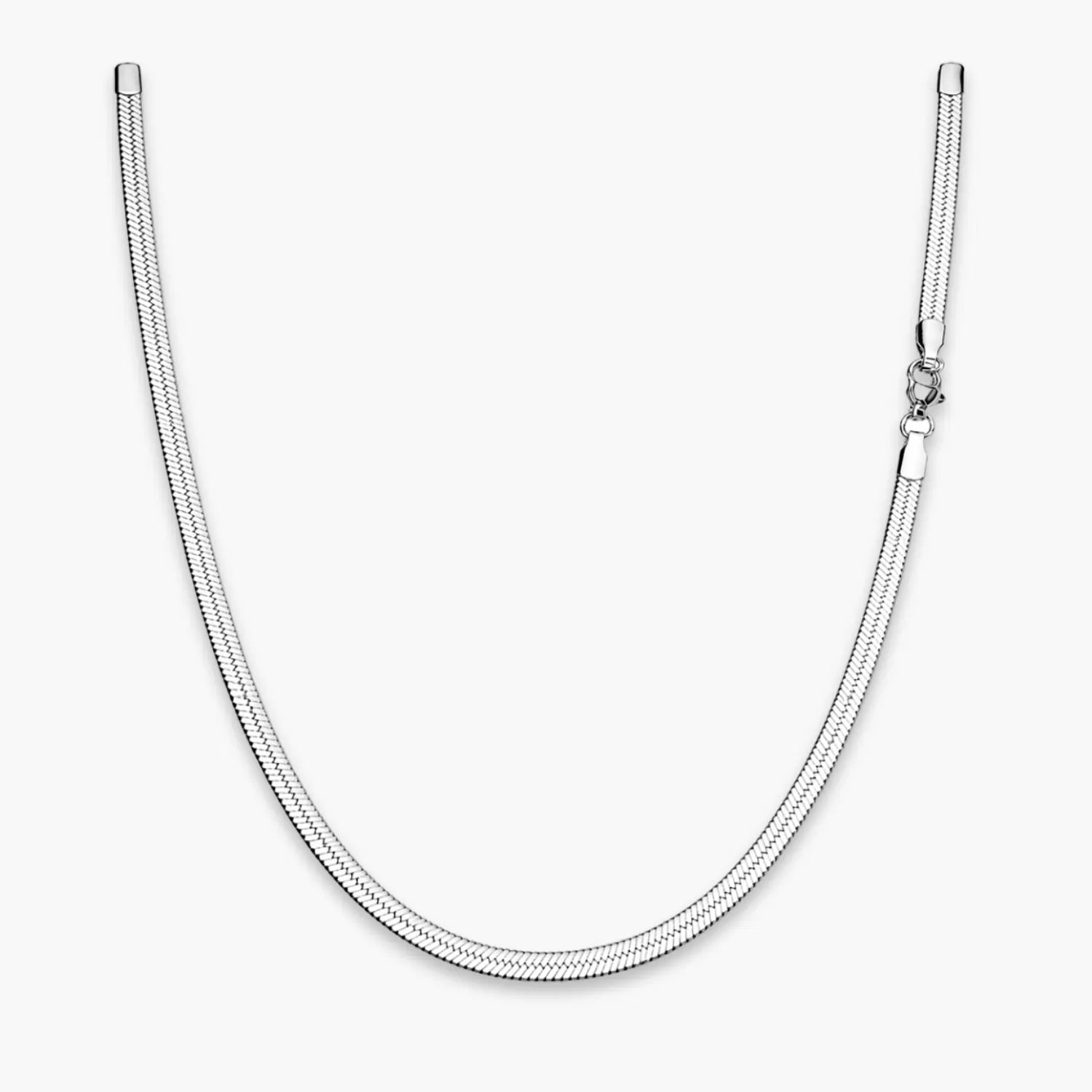 silver-color smooth snake chain necklace