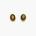 Brown oval stud earrings – front view