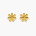 Gold-tone daisy flower stud earrings – front view
