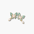 Turquoise butterfly pearl-style drop earrings – front view