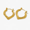 Gold-tone heart shaped hoop earrings – front view