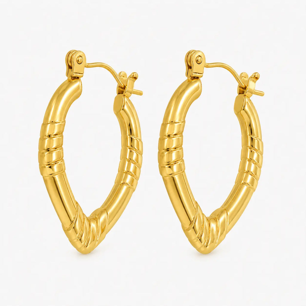 Gold-tone heart shaped hoop earrings – alternate view