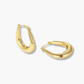 Gold-tone oval hoop earrings – front view