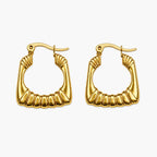 Gold-tone geometric hoop earrings – front view