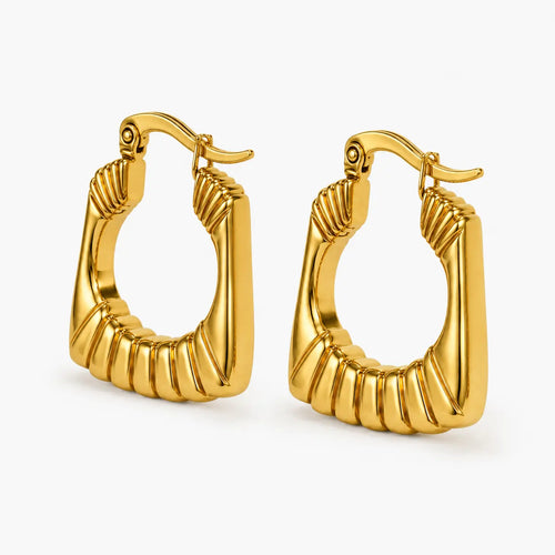 Gold-tone geometric hoop earrings – alternate view