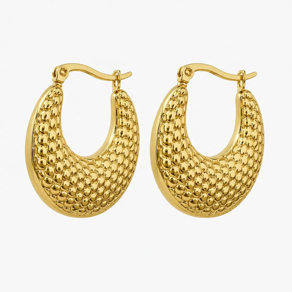 Gold-tone bubble texture hoop earrings – alternate view