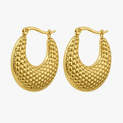 Gold-tone bubble texture hoop earrings – alternate view