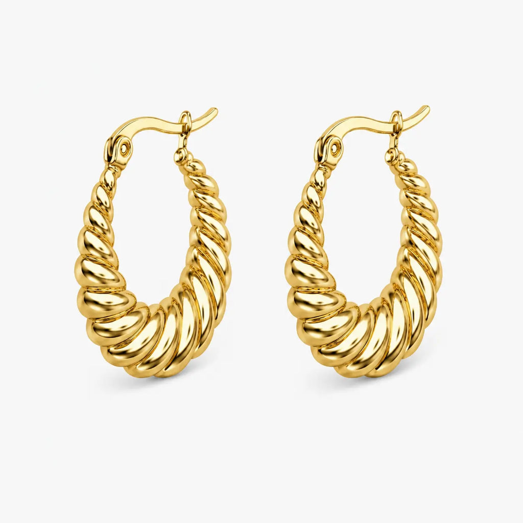 Gold-tone rope texture hoop earrings – alternate view