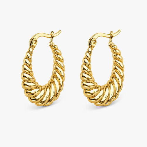 Gold-tone rope texture hoop earrings – alternate view