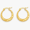 Gold-tone hammered hoop earrings – front view
