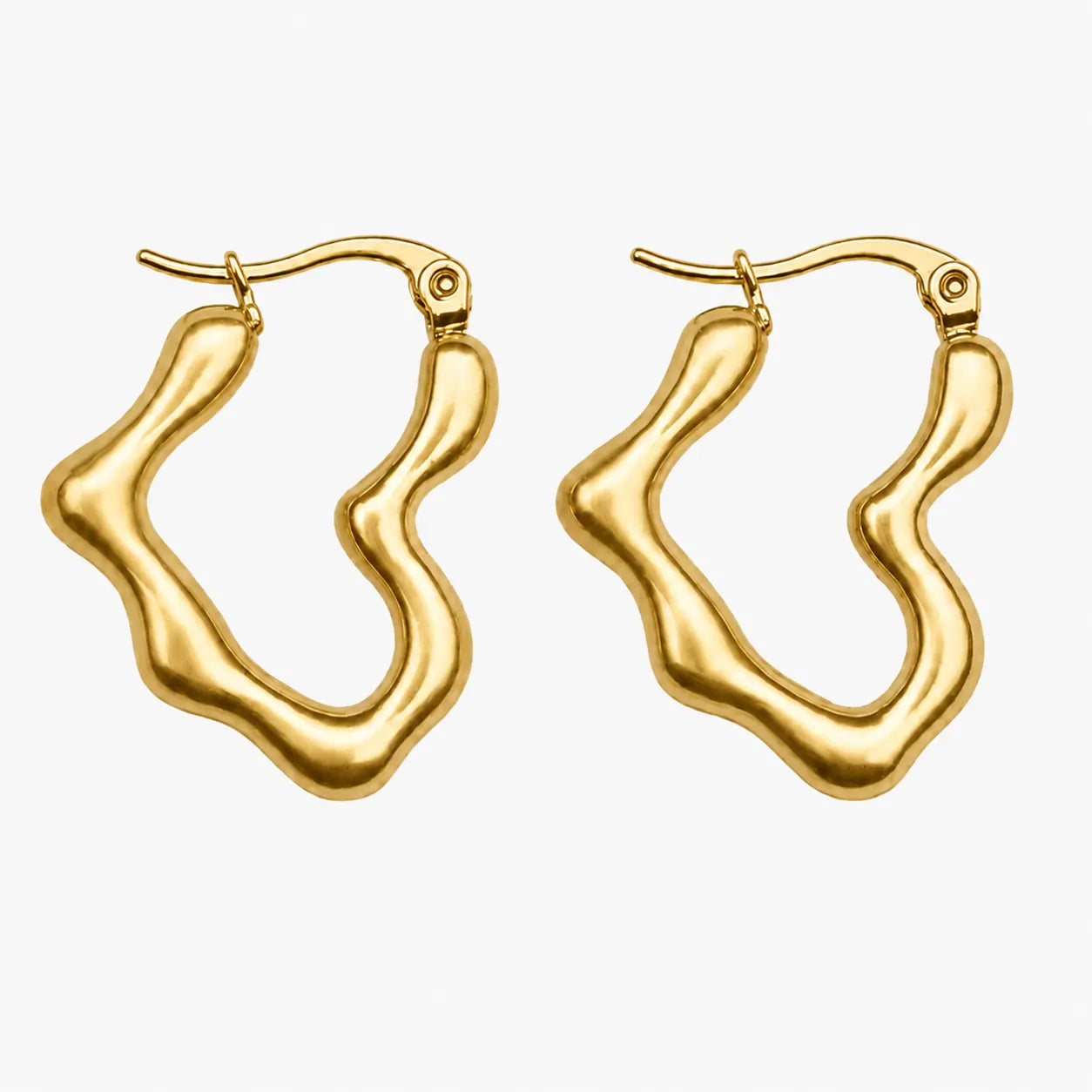 Gold-tone wavy hoop earrings – front view
