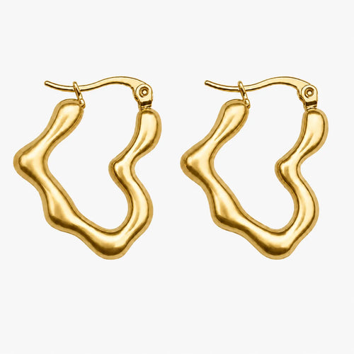 Gold-tone wavy hoop earrings – front view
